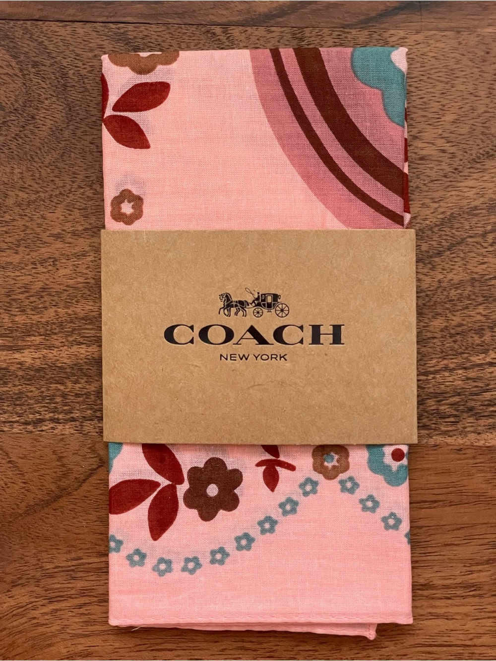 COACH Pink Cotton Tea Rose 1941 Bandana - Picture 3 of 5